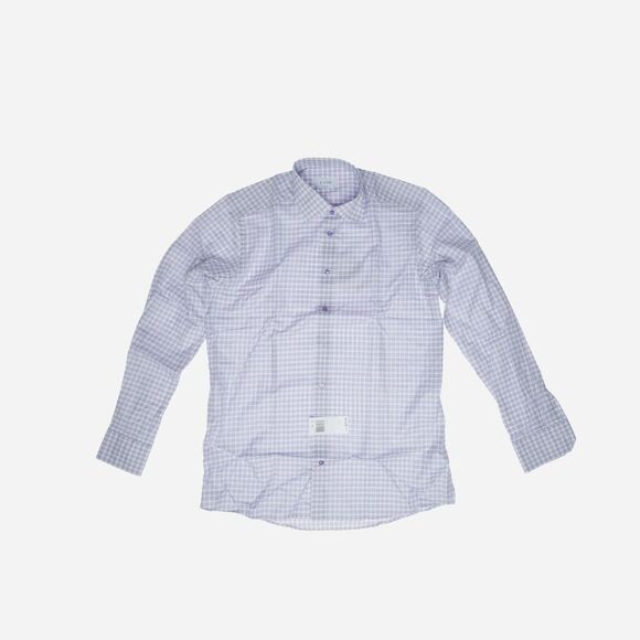 Eton Contemporary Fit Plaid Stretch Dress Shirt Purple Size 16.5